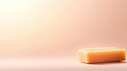 Leinwandbilder - A shiny gold rectangular bar rests against a soft pastel background, highlighting its polished surface and luxurious appeal while providing copy space on the side