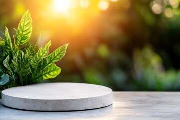 Leinwandbilder - Close-up of a simple white table with a blurred soft light background. This setting creates a calm atmosphere, ideal for displaying products or adding text