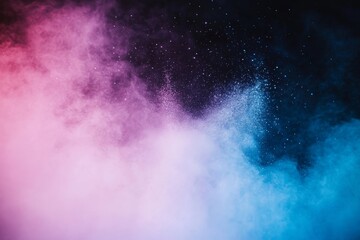 Leinwandbilder - A lone swimmer glides through dark blue water at night, surrounded by vibrant neon blue and purple lights that create an enchanting, ethereal atmosphere