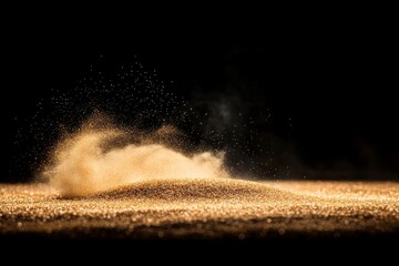 Leinwandbilder - A circle of golden glitter sparkles illuminates a pitch-black background, radiating soft light and creating an elegant, festive vibe with ample copy space