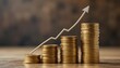 © Fresh - Growth trends represented by coins and an upward arrow in a modern setting