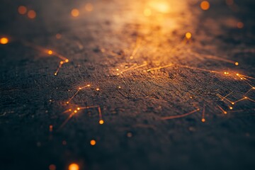 Leinwandbilder - Extreme close-up shows detailed glowing circuit patterns on a dark metallic surface, evoking a sense of advanced technology and modern connectivity