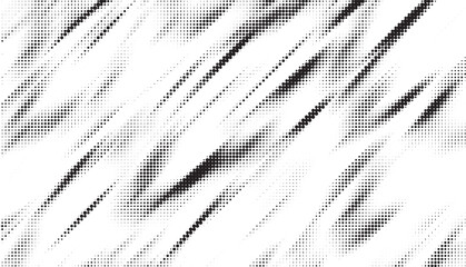 Aufkleber - Abstract grunge halftone background. Retro comic grain pixel texture. Dots cartoon wallpaper. Pop art fading wavy gradient pattern. Vector vanishing gritty backdrop.