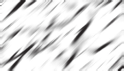 Aufkleber - Abstract grunge halftone background. Retro comic grain pixel texture. Dots cartoon wallpaper. Pop art fading wavy gradient pattern. Vector vanishing gritty backdrop.
