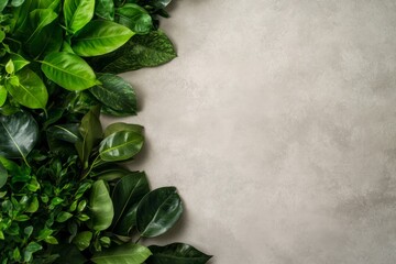 Aufkleber - Lush green tropical plant leaves and bushes are arranged on a neutral backdrop, highlighting their vibrant textures and creating a refreshing natural ambiance