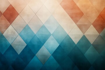 Leinwandbilder - Front-facing shot showcases vintage geometric wallpaper featuring overlapping triangles in muted colors, providing a stylish backdrop with copy space on the right
