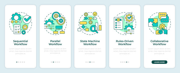 Wall Mural - workflow archetypes onboarding mobile app screen. task management. walkthrough 5 steps editable grap