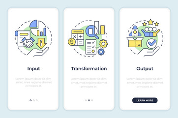 Wall Mural - workflow components onboarding mobile app screen. customer experience. walkthrough 3 steps editable 