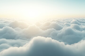 Aufkleber - Expansive clouds stretch across the sky, bathed in gentle pink and blue tones at sunrise as the sun rises above the horizon, creating a peaceful atmosphere