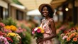 © Gayan - Smiling Woman Holds Bouquet At Market