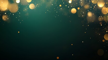 Aufkleber - A captivating display of sparkling gold bokeh lights transitions into a rich emerald green backdrop, ideal for creating festive and celebratory designs with text areas