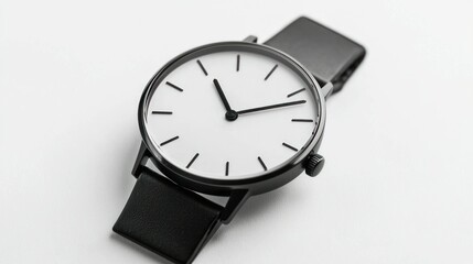 minimalist wristwatch isolated on white background