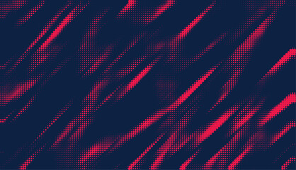 Aufkleber - Grunge halftone gradient background. Faded grit noise texture. Red and blue sand wallpaper. Retro pixelated backdrop. Anime or manga style comic overlay. Vector graphic design textured template
