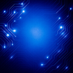 Wall Mural - blue circuit board: a captivating visual, featuring an intricate circuit board design bathed in a vi