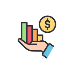 Wall Mural - Financial planning colored icons, minimalist vector illustration ,simple transparent graphic element .Isolated on white background