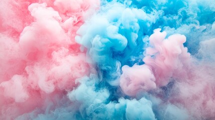 Aufkleber - Swirling multicolored smoke creates a mesmerizing blend of pink and blue tones, contrasting against dark edges, offering an intriguing composition and ample copy space