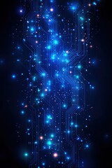 Wall Mural - abstract digital illustration of glowing blue circuitry and electric connections