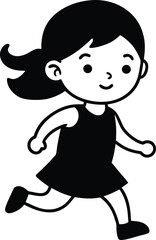 Wall Mural - little girl running captured in minimalist continuous line drawing style perfect for family themed a
