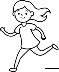 Wall Mural - minimal line art drawing of a little girl running expressing freedom joy and childhood innocence ide