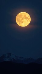 Wall Mural - A luminous full moon dominates the inky black night sky , moon, background, outer space