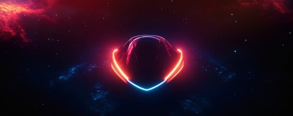 Wall Mural - a futuristic spacecraft glows brightly in a cosmic nebula environment