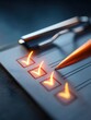 © Wan - A checklist with glowing checkmarks being marked by a pen, symbolizing completed tasks and organization.