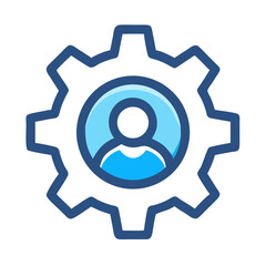 Poster - Gear with User Settings Icon Representing Profile Configuration and Personal Account Management
