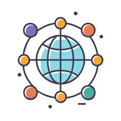 Poster - Global Network Connection Icon Representing Worldwide Connectivity and Digital Communication