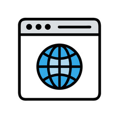 Fototapete - Global Website Browser Window Icon Representing Internet Access and Worldwide Online Presence