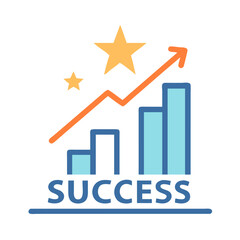 Poster - Growth Chart with Success Star Icon Representing Business Achievement and Performance Improvement
