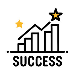Aufkleber - Growth Chart with Success Star Icon Representing Business Achievement and Performance Improvement