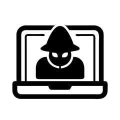 Aufkleber - Hacker Laptop with Hidden Identity Icon Representing Cybercrime, Anonymity, and Data Breach