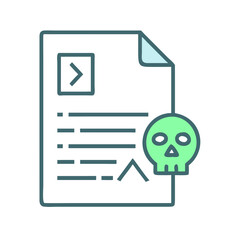 Aufkleber - Hacked Document File Code Icon Representing Data Breach, Information Leak, and Cybersecurity Threat