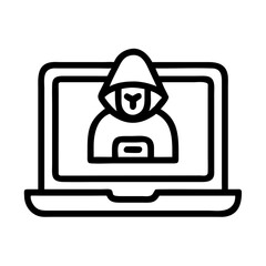 Aufkleber - Hacker Laptop with Hidden Identity Icon Representing Cybercrime, Anonymity, and Data Breach