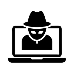 Aufkleber - Hacker Laptop with Hidden Identity Icon Representing Cybercrime, Anonymity, and Data Breach