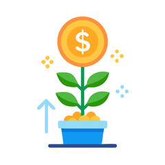 Poster - Investment Growth with Dollar Plant Icon Representing Financial Growth and Wealth Development