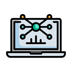 Poster - Laptop with Data Network Icon Representing Connectivity, Information Sharing, and Digital Communication