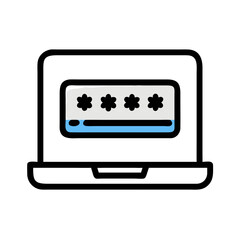 Fototapete - Laptop with Password Input Field Icon Representing Secure Login and User Authentication