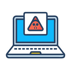 Poster - Laptop with Ransomware Alert Icon Representing Cybersecurity Breach and Encrypted Data Threat
