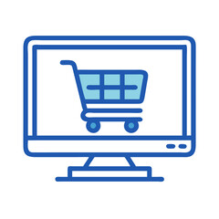 Poster - Shopping Cart Checkout Terminal Icon Representing Online Purchase and Payment Process