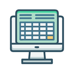 Fototapete - Spreadsheet Table on Computer Screen Icon Representing Data Organization and Analysis