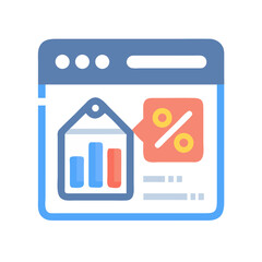 Poster - Website with Discount Tag and Analytics Icon Representing E-commerce and Sales Tracking