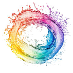 Wall Mural - Colorful water splash creating a vibrant circular pattern in an artistic display