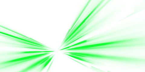 Wall Mural - png bright car beam on colorful city background with speed blur, motion curve and green trail streak
