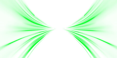 Wall Mural - png bright car beam on colorful city background with speed blur, motion curve and green trail streak