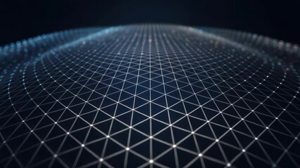 Agentic AI concept with futuristic network grid and glowing points forming spherical connection in dark space for digital technology sphere