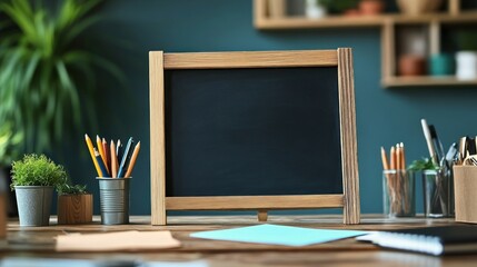 wooden frame blackboard on a desk
