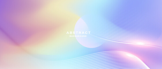 Poster - Abstract pastel gradient background with flowing wave lines vertor.