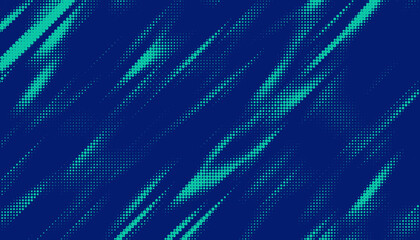 Aufkleber - Grunge halftone gradient background. Faded grit noise texture. Blue and aqua grunge wallpaper. Retro pixelated backdrop. Anime or manga style comic overlay. Vector graphic design textured template	