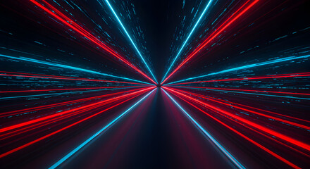 Wall Mural - dynamic abstract red and blue light streaks on dark backdrop for modern designs
